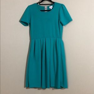 Teal quilted fabric Medium Lularoe Amelia Dress